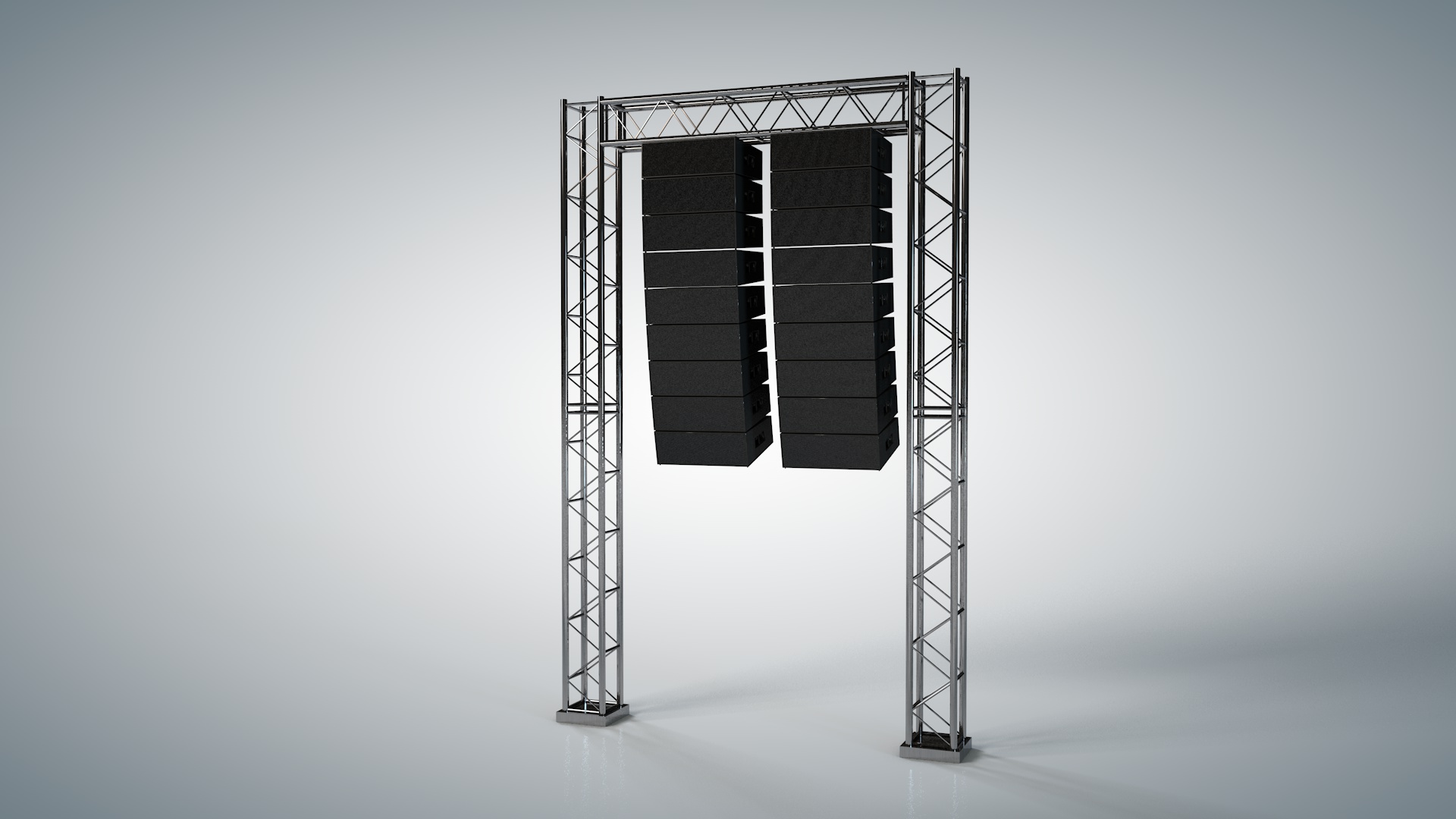 Line Array Concert Sound Speaker System Scaffolding with Truss 3D model